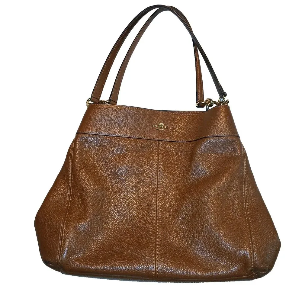 Coach Lexy F28997 Chocolate Brown Pebbled Leather Shoulder Bag No Bag Charm
